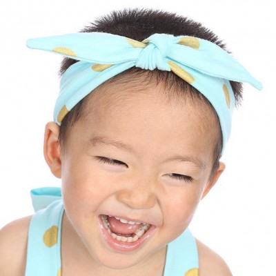 2015新款 寶寶頭戴頭飾 純棉燙金圓點寶寶發飾頭戴 有彈性發帶