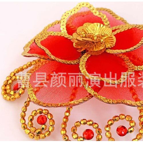 民族秧歌舞蹈頭飾開場現(xiàn)代舞臺演出服裝頭花廣場亮片表演飾品