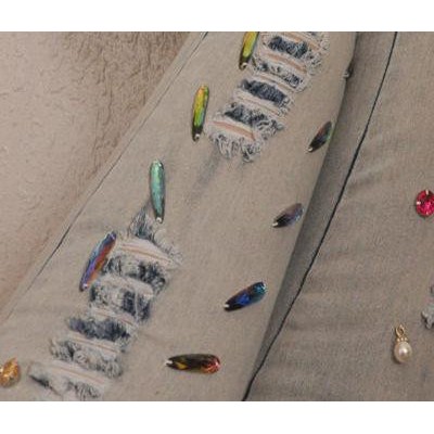 歐洲站秋冬韓版鑲鉆牛仔褲女潮 破洞釘珠修身小腳褲長褲