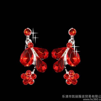 新娘飾品結婚項鏈婚紗禮服紅色套鏈韓式皇冠頭飾耳環三件套裝