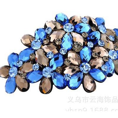 韓版百花齊放水晶水鉆大號發夾頂夾頭飾品 韓國彈簧夾盤發卡