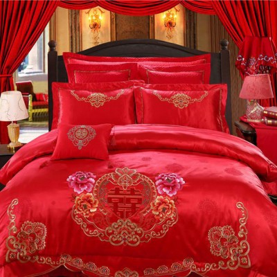 2016婚慶大紅貢緞刺繡四件套4系列可搭配多件套