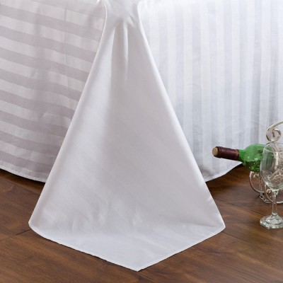 賓館床單 床上用品酒店用貢緞純白被單 全棉加密加厚緞條床笠C
