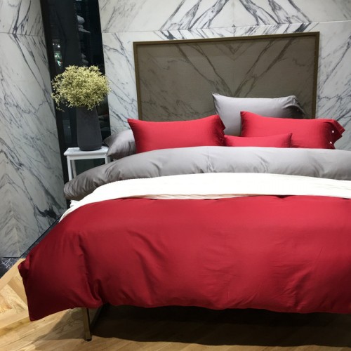 60支全棉雙拼貢緞素色長絨棉四件套 純棉純色被單埃及棉床品套件A