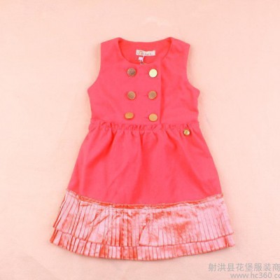 外貿品牌 秋冬新款 中大童韓版時尚 女童毛呢禮服背心禮服