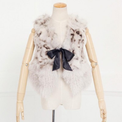 KK皮草新店[促銷]狐坎拼灘羊無袖絲帶背心 2013新款