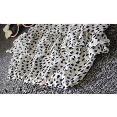 2015夏裝新品女童超清涼不規則小圓點層層滾邊雪紡背心