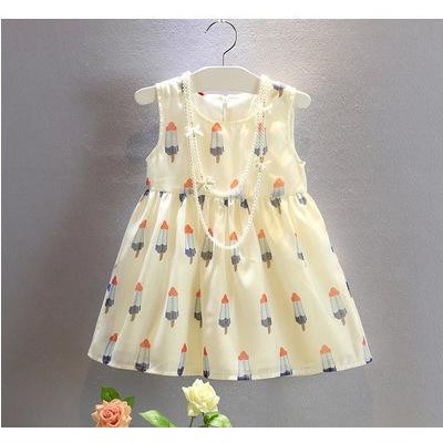 童裝2015夏季新品女童洋氣甜美卡通冰淇淋吊帶連衣裙一件代發
