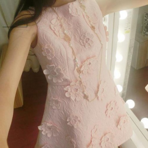 2013年秋冬歐洲名媛重工立體花朵修身背心連衣裙女035