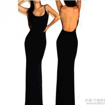 歐美晚禮服2015新款品牌時尚連衣裙 性感露背修身背心裙吊帶