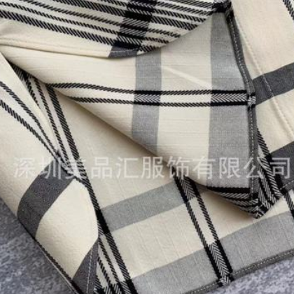 色織面料對格對條~客供真絲混紡料提花格紋襯衣敞開當外披也很棒