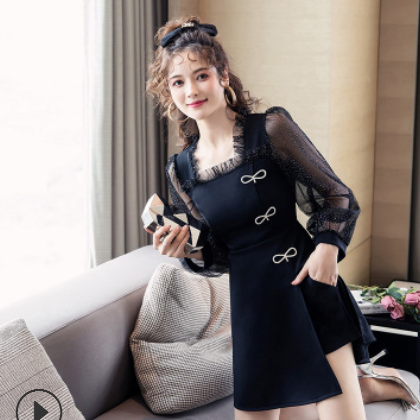 時尚套裝女2020秋冬新款韓版顯瘦氣質連衣裙收腰休閑短褲兩件套潮