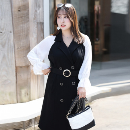 2020春裝胖妹妹mm加肥加大碼女裝法式連衣裙雪紡桔梗女裙A235-BFD