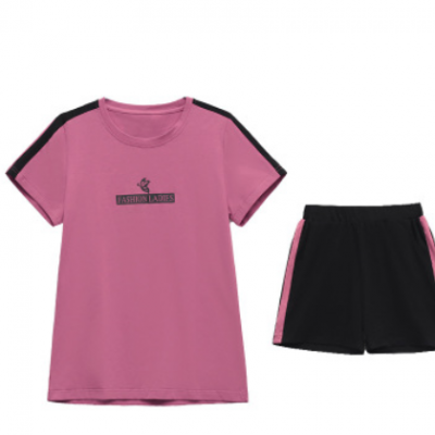 套裝女2021夏季新款韓版體恤短袖減齡大碼時尚休閑運(yùn)動套裝女女裝