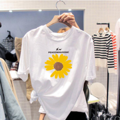 326#小雛菊短袖寬松韓版潮學生百搭超火半袖上衣女ins網紅夏