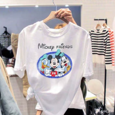 969#短袖T恤女ins夏季新款寬松韓國米老鼠米奇學生內搭打底上衣潮