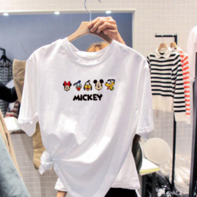 246#米奇t恤女網紅夏季寬松韓版學生超火的ins卡通白色短袖上衣潮