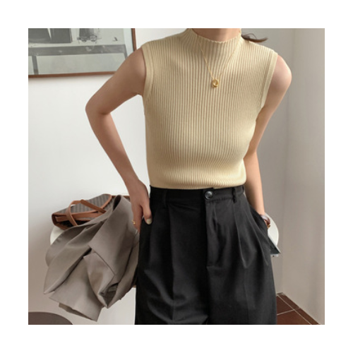 吊帶女2021夏外穿復古港味無袖上衣韓版簡約內(nèi)搭打底修身針織背心