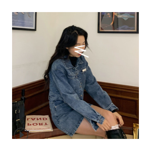 郭九九呢牛仔套裝女兩件套春秋款2021年新款上衣洋氣早春套裝裙