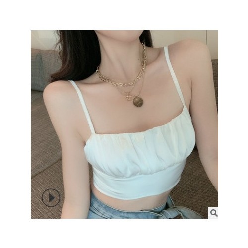 實拍2021春夏裝新款 背心吊帶短款絲緞質感女