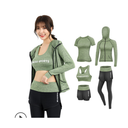 運動套裝女健身房跑步休閑套裝初學者時尚春秋款瑜伽服女夏季批發