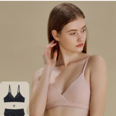 法式三角杯棉小胸內衣內褲套裝性感無鋼圈文胸薄款日系少女胸罩