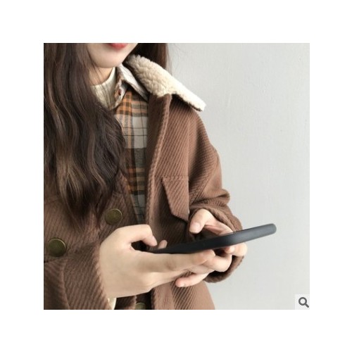 滔川芷蓯夕2019冬季新款純色寬松休閑羊羔毛長袖外套棉服女8079