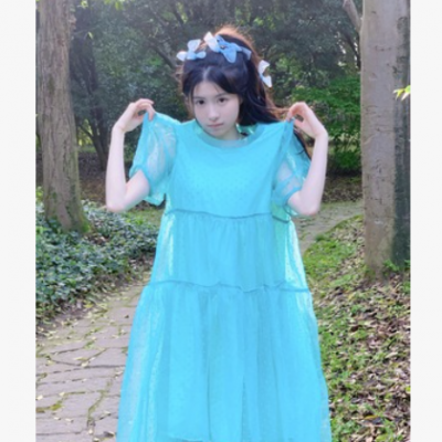 純色連衣裙2021年新款夏韓版女裝法式氣質復古裙泡泡袖點點蓬蓬裙