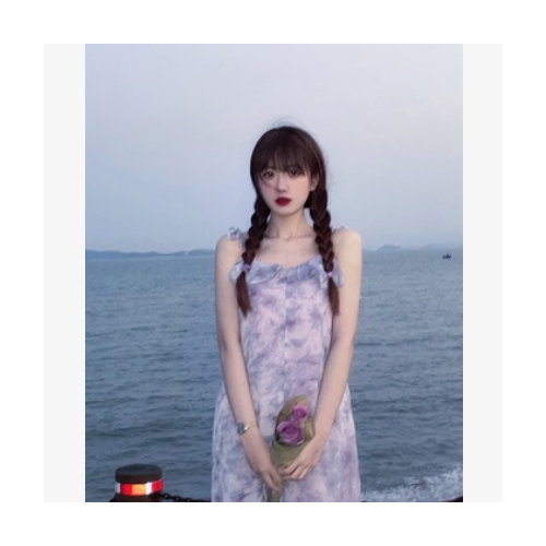 純色連衣裙2021年新款夏韓版荷葉邊氣質修身裙吊帶裙打底中長款