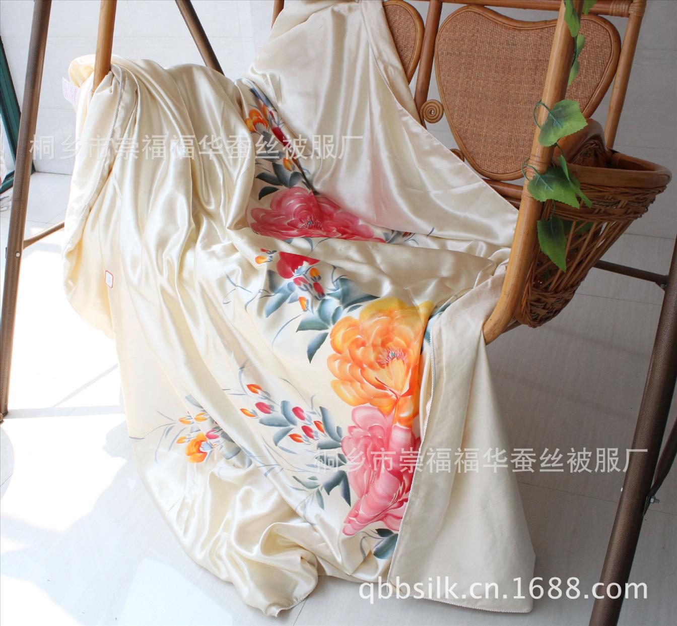 仿真絲手繪 米黃