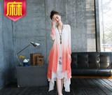 2016春秋新款文藝典雅女裝長袖披肩棉麻連衣裙顯瘦復古長裙兩件套