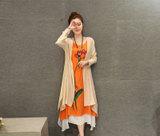 棉麻套裝連衣裙女長袖2016春季新款文藝小清新復(fù)古民族風(fēng)印花長裙