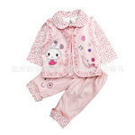 供應批發(fā)春秋新款童裝寶寶套裝小豬3550女童嬰幼套裝雙層全棉