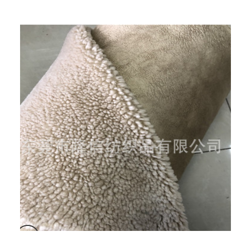 針織純羊毛大顆粒羊羔毛皮毛一體全羊毛顆粒羊剪絨復合真皮紋面料