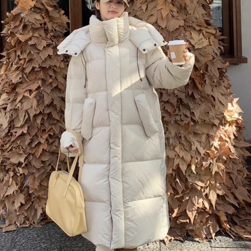 超長款羽絨服女2024冬季新款高級感炸街過膝到腳踝大被子 加厚外套