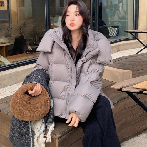 2024新款90白鴨絨羽絨服女短款寬松加厚設計感超好看泡芙冬季外套