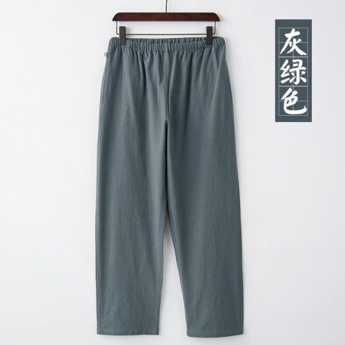 春秋款唐裝褲子男中國風(fēng)寬松直筒褲棉麻休閑褲復(fù)古風(fēng)男士秋季長褲