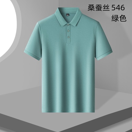 桑蠶絲男式POLO衫2025夏季純色短袖t恤輕奢商務青年休閑體恤衫潮