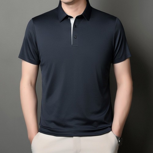 男式POLO衫2025夏季凈色商務短袖t恤錦氨微彈中青年休閑體恤衫潮