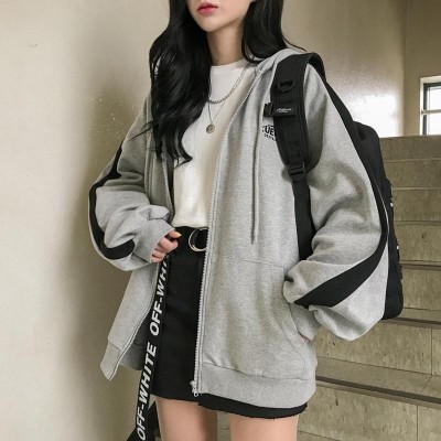 拉鏈外套女裝春秋冬2025新款韓版原宿風(fēng)學(xué)生寬松百搭加絨長袖衛(wèi)衣
