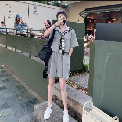 三件套女夏季時(shí)尚小個(gè)子韓版新款Polo上衣披肩寬松顯瘦褲裙套裝潮